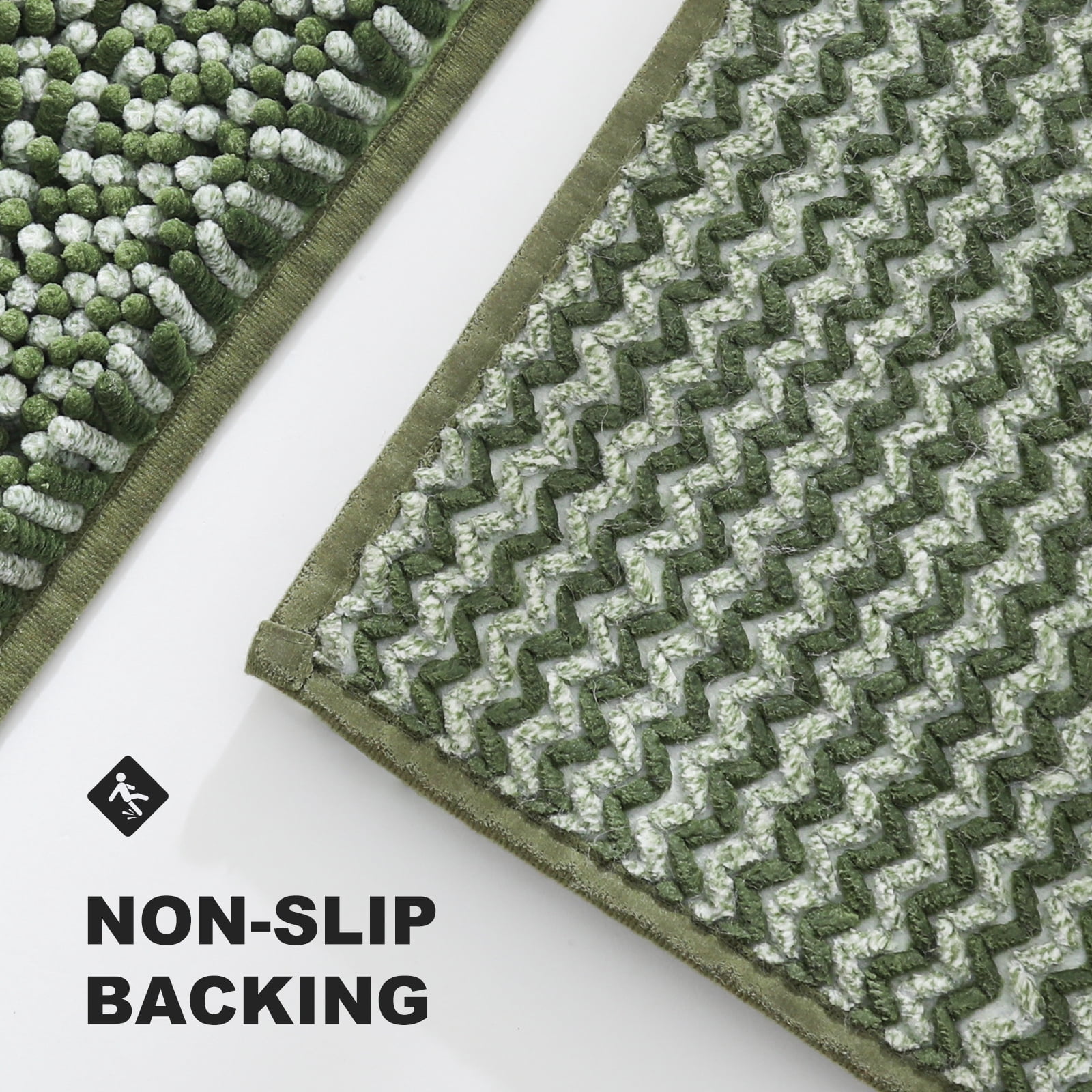 COSY HOMEER Bathroom Rugs 17"x24", Chenille Bath Rugs Washable for Bathroom Floor, Soft and Absorbent Bath Mat Non-Slip, 1.2" Thick Plush Fluffy Bathroom Mat for Tub and Shower, Green