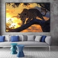 thumbnail image 3 of Mudket Framed Leopard Canvas Wall Art, Sunset Cheetah on Tree Branch Wall Decor, Jungle Animal Print Room Decor for Living Room Office, Ready to Hang - 12"L x 8"W, 3 of 10