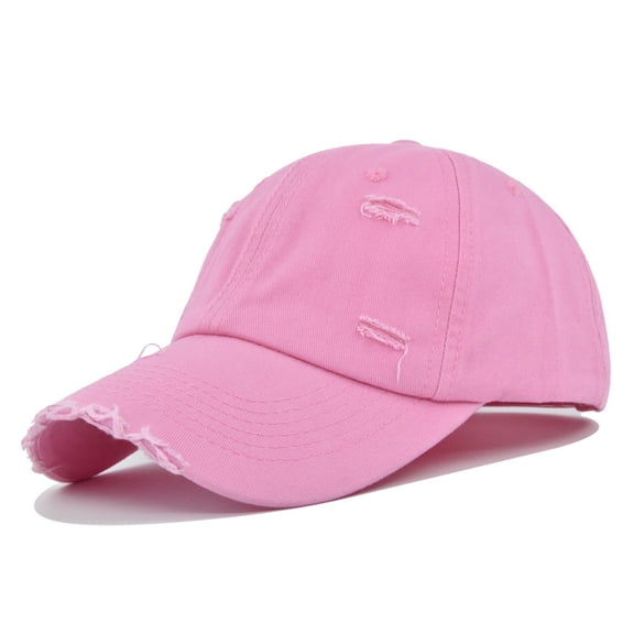 Women's Visors Mens And Womens Denim Retro Washed And Old Destroyed Peaked Cap Solid Color Baseball Cap,Pink Women's Accessories Visors