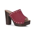 thumbnail image 1 of BLISSFUL STEP Women's Open Toe Platform Block Heel Slide Sandals Burgundy 7, 1 of 6