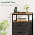 thumbnail image 6 of Nightstand with Charging Station, 27.6 Inch Bedside Table with Fabric Drawers, End Table with USB Ports and Outlets, Night Stand for Bedroom,Rustic Brown and Black, 6 of 18