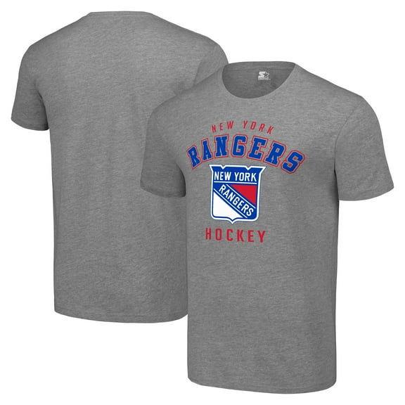 Men's Starter Heather Gray New York Rangers Logo T-Shirt
