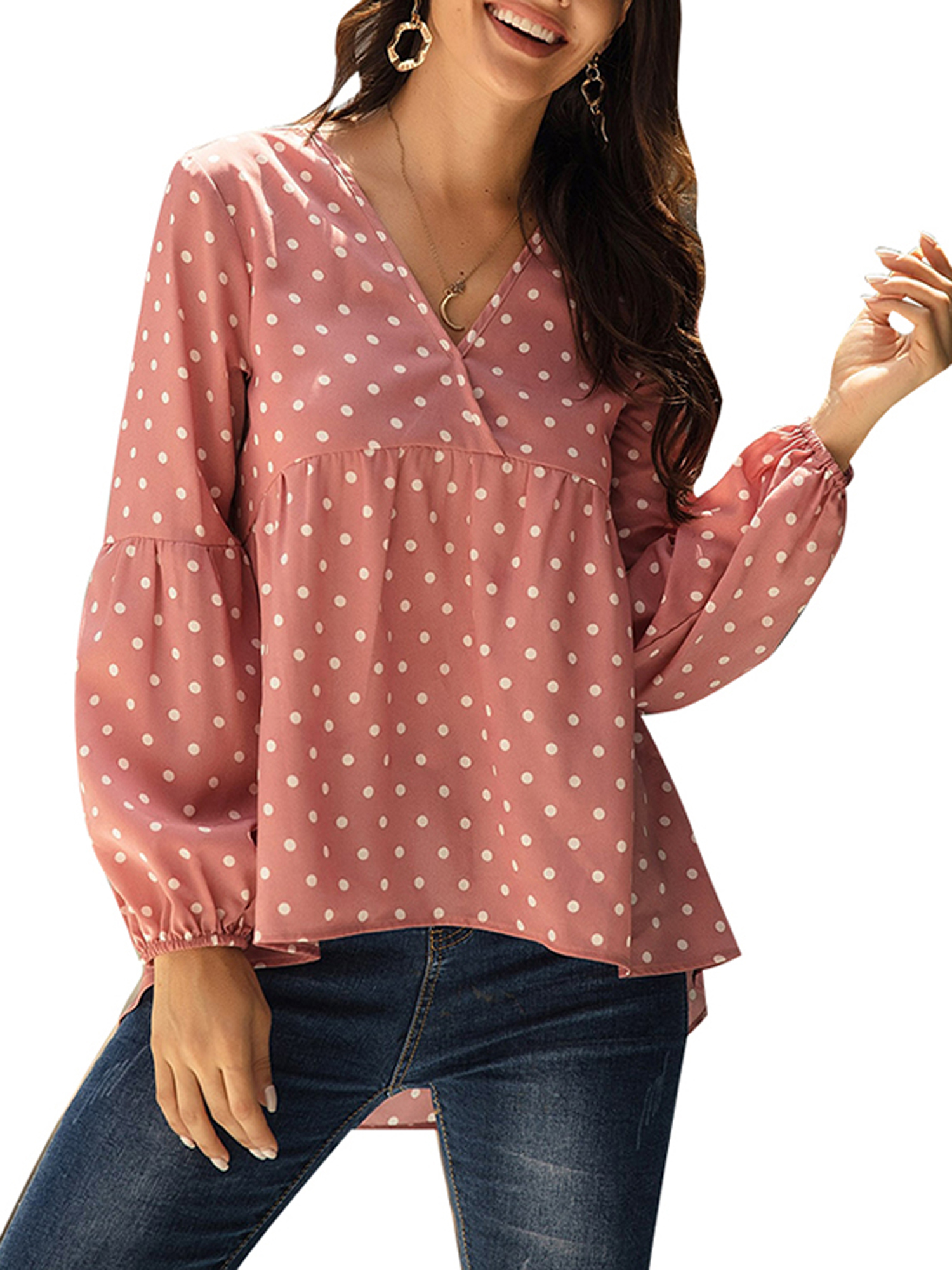 polka dot v neck top