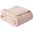 thumbnail image 6 of Chezmoi Collection Bethany 3-Piece Blush Queen Size Blanket Set Quilted Floral Sherpa Reversible Washed Microfiber Coverlet Bedspread Set, 6 of 8