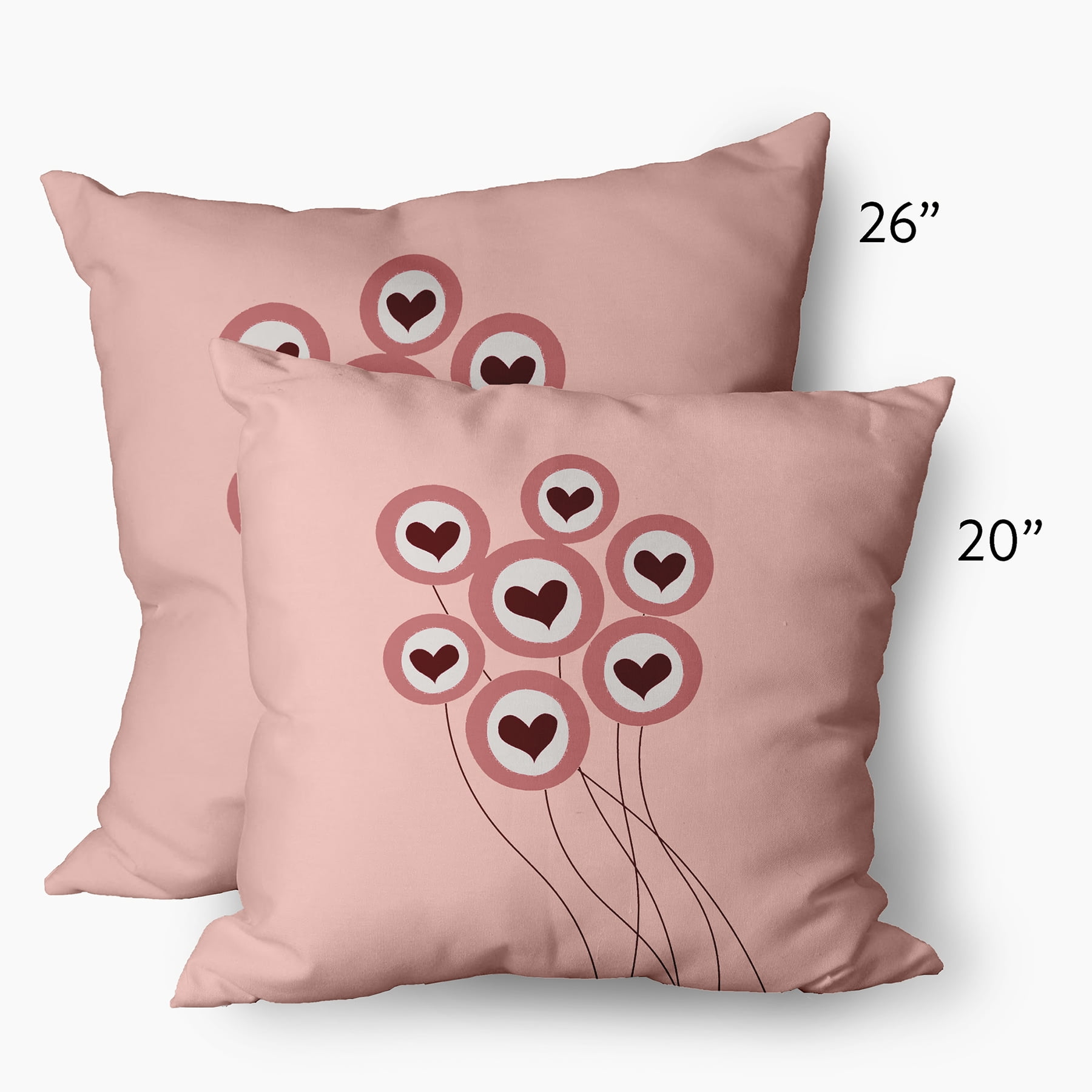Simply Daisy 20 inch Love Balloons Valentines Indoor/Outdoor Throw Pillow