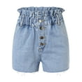 thumbnail image 5 of Durtebeua Women Raw Hem Distressed Denim Shorts for Summer Mid Rise Blue XS, 5 of 5