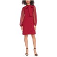 thumbnail image 1 of Vince Camuto Womens Signature Stretch Crepe Bow Neck Shift Dress, Red, 6, 1 of 1