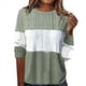 thumbnail image 1 of Blusa de Punto con Cuello Redondo y Mangas Largas para Mujer, Estilo Informal, con Patchwork y Cuello Redondo. Verde XL, 1 of 5