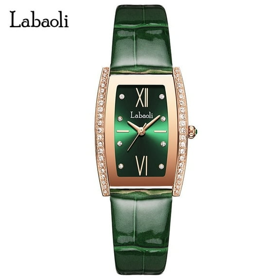 Explojoy Luxury Tonneau Watch for Women – Diamond-Encrusted, Waterproof & Leather Strap