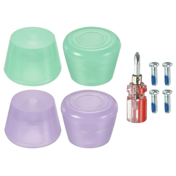 Paradas de patín Uxcell con destornillador 82A, tapones de freno de goma, bloque, púrpura y verde, 2 pares