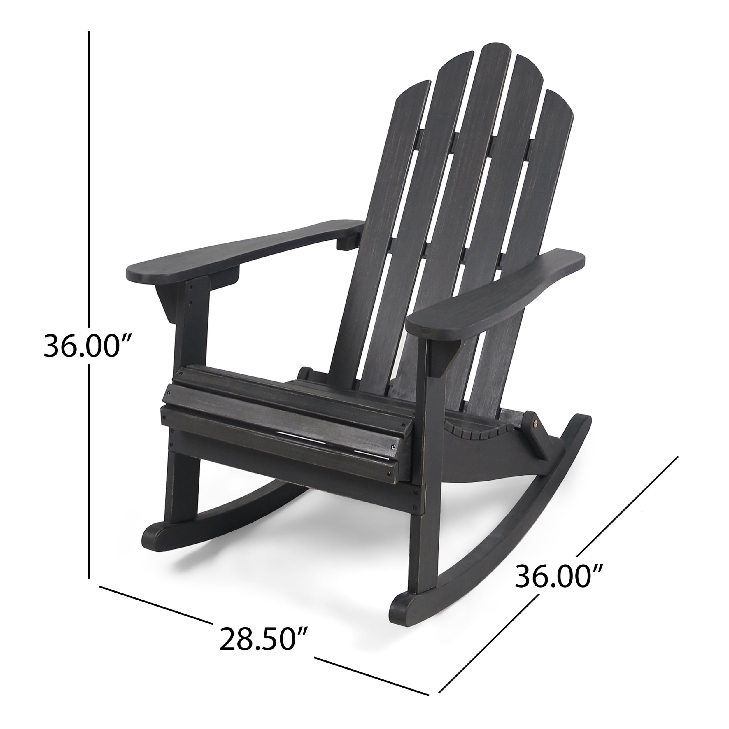 Outdoor Adirondack Rocking Chair, Solid Acacia Wood Swing Rest Seat for Patio Garden, Dark Gray