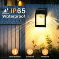 thumbnail image 3 of 4 Pack Solar Wall Lights Outdoor, IP65 Waterproof Wall Light for Porch, Fence, Shed, Barn, Patio, Glass Crackle Lampshade with Warm LED Light, 3 of 8