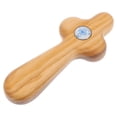 thumbnail image 3 of Cruz de madera de olivo de mano para bautismo cristiano. Pequeña cruz de madera para oraciones de bolsillo para la confirmación católica y la primera comunión., 3 of 7