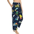 thumbnail image 2 of Uemuo Funny Spaceships Pattern Women's Wide Leg Palazzo Lounge Pants with Pockets Light Weight Loose Comfy Casual Pajama Pants-X-Large, 2 of 9
