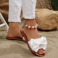 thumbnail image 6 of Women's Bow Sandals Trendy Casual Round Toe Flat Sandals Open Toe Slip on Slide Vacation Sandals White 9.5(43), 6 of 9