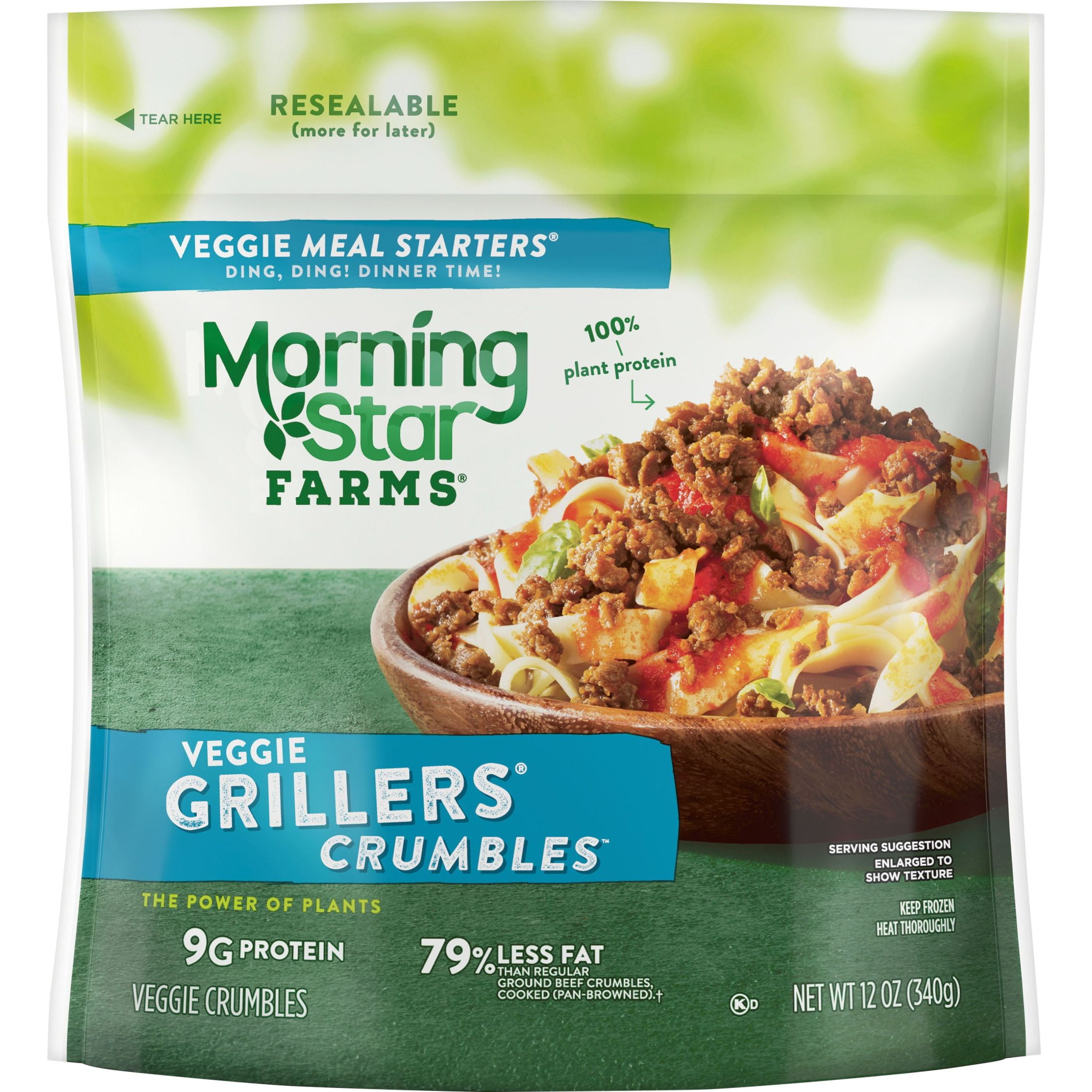 MorningStar Farms Veggie Meal Starters Crumbles, Grillers Original, 12 oz, Frozen