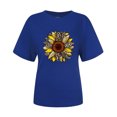thumbnail image 3 of Hauts d'Été pour Femmes 2022 Manches Courtes Imprimé Mode Décontracté T-Shirts Tunique Col Rond Ample Blouses d'Entraînement, 3 of 3