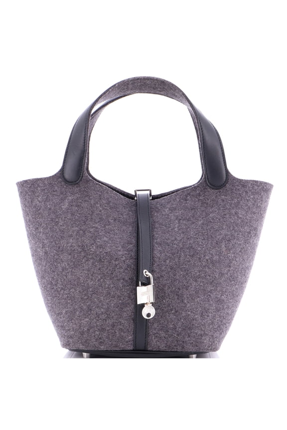 Pre-Owned Picotin Lock Bag Felt with Leather MM By Rebag