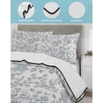 thumbnail image 4 of Farmhouse Flower Full Size Down Alternative Comforter, Lightweight Comforter Quilt Bedding Set with Pillow Shams Botanical Vintage Light Blue Leaf All Seasons Bed Comforter Duvet Insert 78"x90", 4 of 7