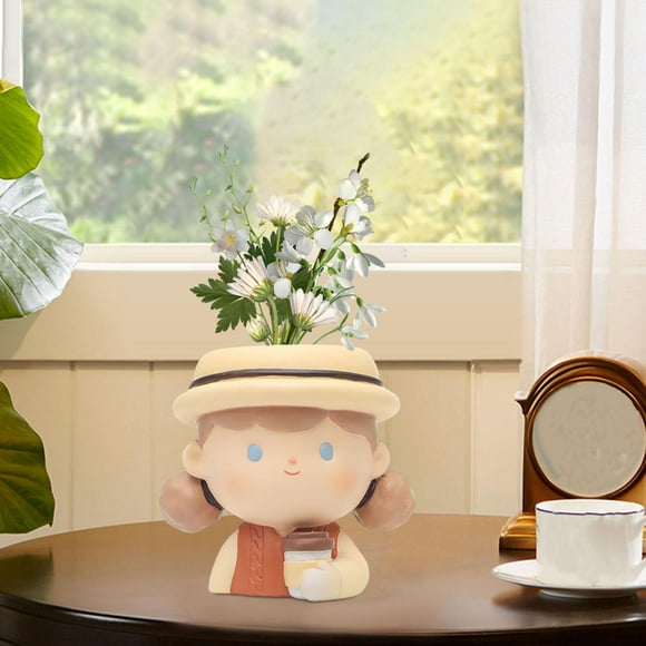 Bonita con agujero de drenaje, portalápices, florero, contenedor de resina para escritorio, decoración del hogar al aire libre, , Té de la leche shamjiam Macetas pequeñas
