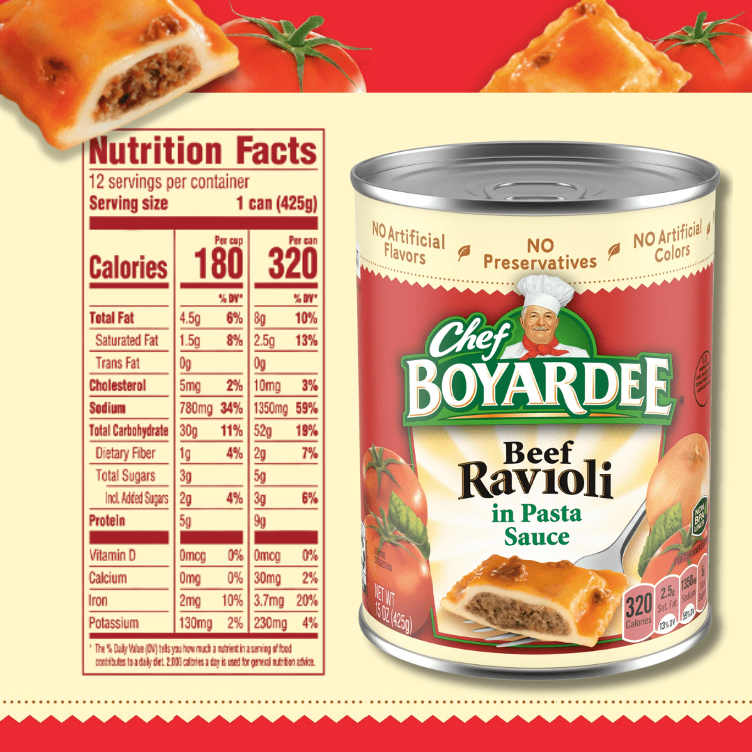Beef Ravioli in Hearty Meat Sauce, Large 15 oz Cans, Bulk 12 Pack - Classic Canned Pasta & Comfort Food for Quick Weeknight Dinners & Kids Lunches