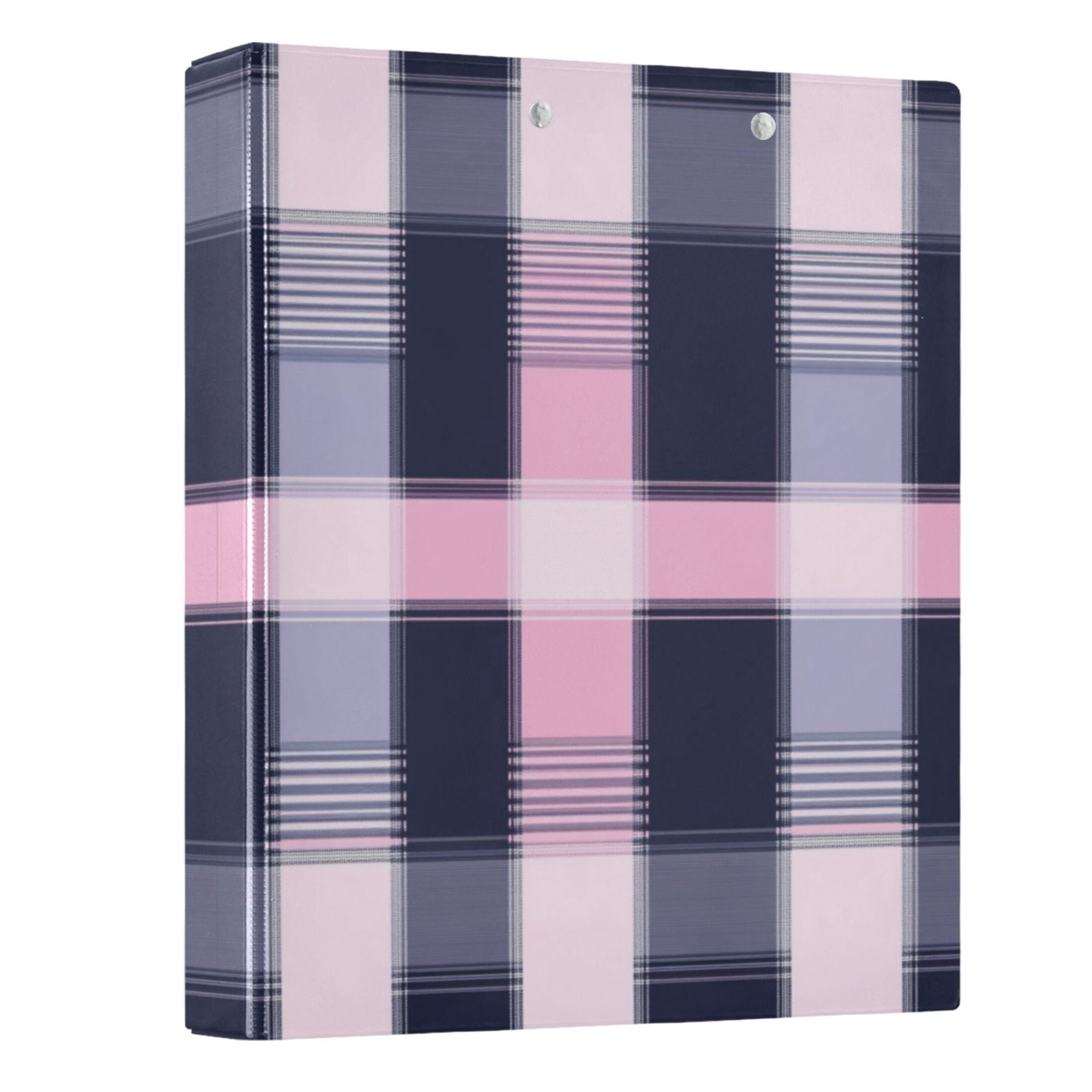 Pink and Navy Blue Lattice 3 Ring Hardcover Binders 1.5in Round Rings for Letter-Size Folder Paper Organizer Pockets for Office Student Recipe