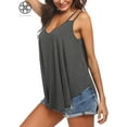 thumbnail image 5 of Luxtrada Women's Pleated Flowy Spaghetti Strap V-Neck Casual Sexy Summer Tank Top, 5 of 7