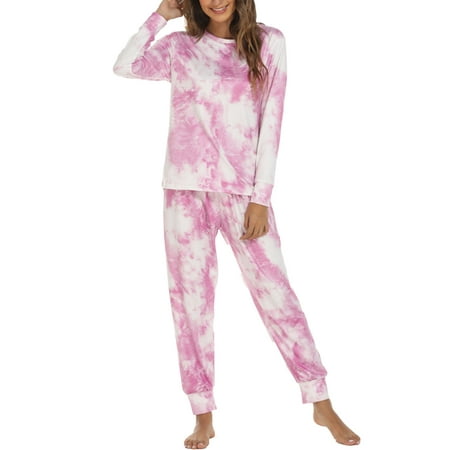 

Pajamas for Women Ahomtoey Women Fashion Tie-Dye Print Long-Sleeved Trousers Pajama Set Two-Piece Family Gifts Great Gift for Less on Clearence