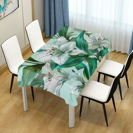 

ALAZA Lily Flowers Leaves Rectangle Tablecloth Tablecover Dinning Table Cloth 54 x72