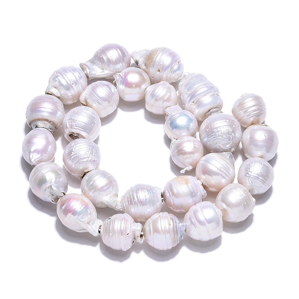 Natural Baroque Pearl Keshi Pearl Beads Strands Cultured Freshwater Pearl Nuggets Seashell color 12~28x10~16x10~15mm Hole: 0.6mm 24~34pcs/strand 15.35 inch~15.75 inch(39cm~40cm)