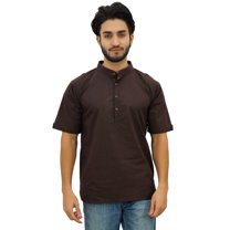 Atasi Men's Mandarin Collar Cotton Short Kurta Casual Ethnic Shirt-XXX-Large