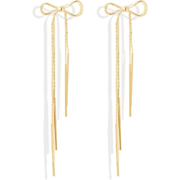 Pendientes de lazo dorados para mujer, pendientes de lazo de moda, bonitos pendientes con lazo, joyería de lazo, regalos para niñas adolescentes