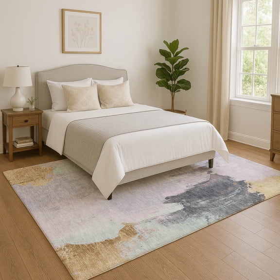 Addison Rugs Mayfield Premium Machine Washable Transitional Abstract Lavender Rectangle Rug, 10' x 14'