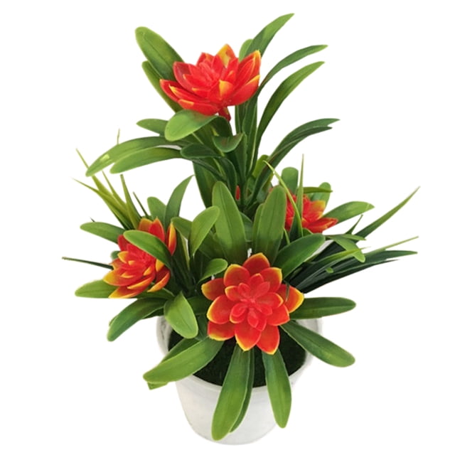 Coofit Fleur en Pot Artificielle Décorative Lotus Réaliste Fausse Fleur Plante en Pot