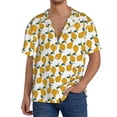 thumbnail image 7 of Lsque Yellow Pears print Men's Cuban Collar Short Sleeve Shirt Summer Beachwear Casual Button Down Fashionable Vacation Leisure Shirt-XX-Large, 7 of 7