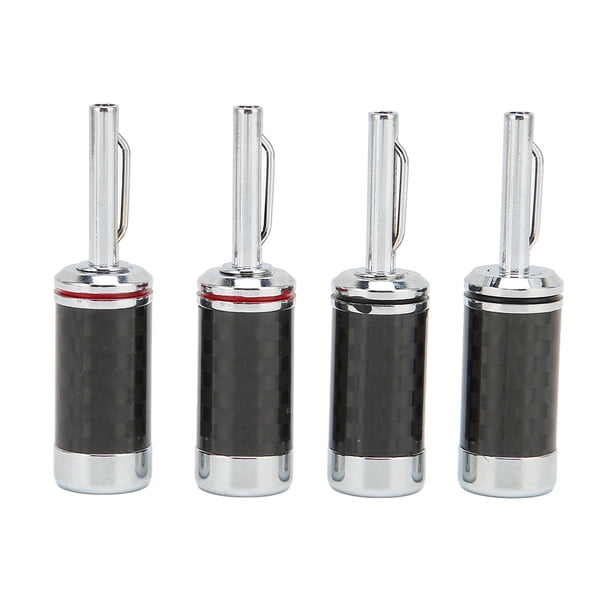 Conector tipo banana para altavoz, carcasa de fibra de carbono y latón cromado, para cable de altavoz de 5mm/0,2 pulgadas