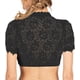 thumbnail image 2 of Dirndl Blouse Women Elegant HalfSleeve White Traditional Blouse Black M, 2 of 5