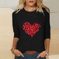 thumbnail image 2 of Htigea Valentines 3/4 Sleeve T-Shirts for Women Heart Graphic Pullover Tops Loose Crewneck Shirts Women's Valentine's Day Tunic Tees Black,XXL, 2 of 4