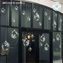 9 x Medium (6") Hanging Snowflake Ornament Christmas Window Cling Decals for Glass. Christmas Window Decoration Home Decor. Winter Holiday Stickers for Windows. Made in America.