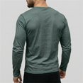 thumbnail image 6 of Men's Crew Neck Long Sleeve T-Shirt, Soft Stretch Casual Pullover Tee, Basic All Season Layering Essential for Fall Winter, Streetwear and Daily Wear Blackish Green L, 6 of 9