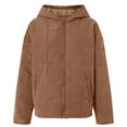 thumbnail image 5 of felwors Women's Quilted Hooded Jacket - Zip-Up Padded Coat with Pockets, Loose Casual Fit for Fall & Winter Brown, XL, 5 of 6