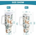 thumbnail image 3 of 40 oz Tumbler with Handle Lid and Straw Insulated Water Tumbler Stainless Steel Water Cup Mug Bottle Reusable Cup Holder Friendly Boho Moon Leaves, 3 of 6