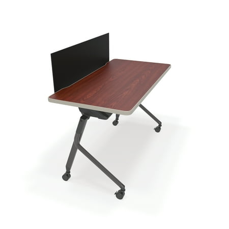- 66123-CHY-BLK Office Furniture 23.50 Inch x 47.25 Inch Mesa Series CHERRY Nesting Training Table / Desk with BLACK Privacy Panel
