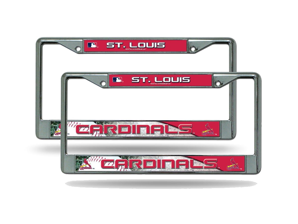 St Louis STL Cardinals (Set of 2) Chrome Metal License Plate Frames