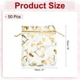 thumbnail image 2 of Bolsa de organza Uxcell, bolsas de malla transparente en forma de corazón, bolsas de regalo con cordón, bolsas de fiesta al por mayor, fundas para joyas en blanco y dorado de 4" x 6", 2 of 6