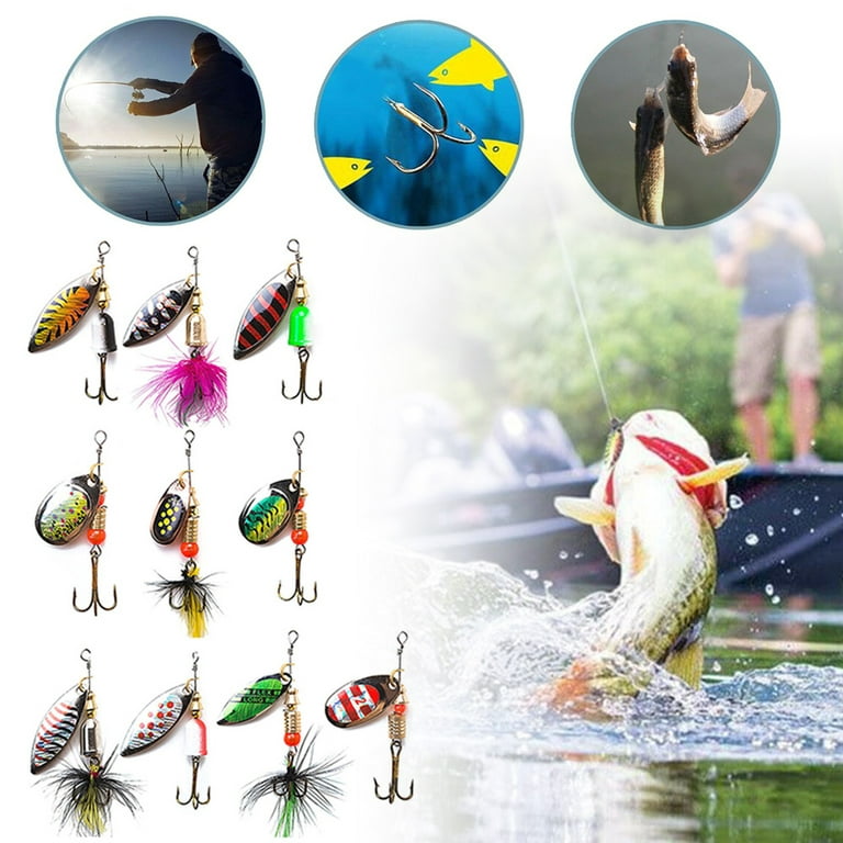 10pcs Fishing Lures Spinnerbait for Bass Trout salmon Hard Metal Spinner  baits Box