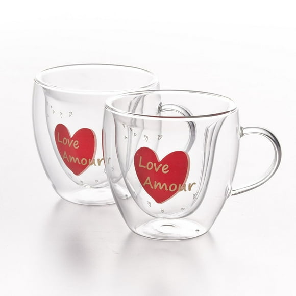 Double Double Heart Amour Coffee Mug 250ml set of 2