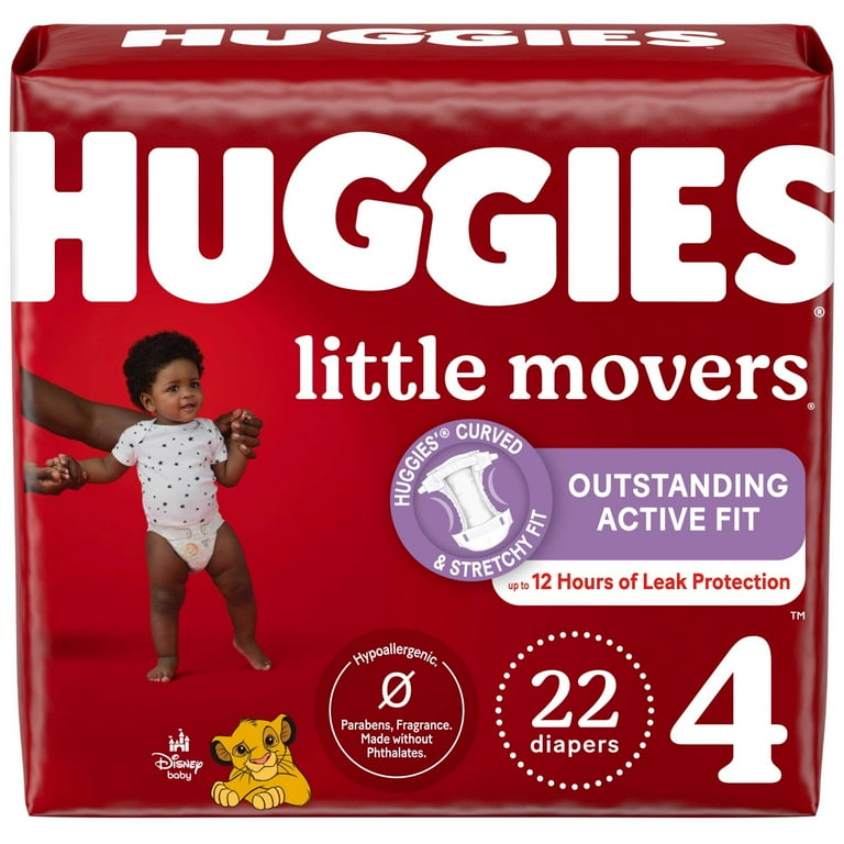 Huggies Little Movers Baby Diapers, Size 4, 22 Ct, Comfortable