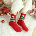 thumbnail image 4 of Cozy Warm Fuzzy Slipper Socks, Cute Holiday Christmas Tree/Santa /Reindeer Socks, Stretchy Socks for Male/Female(E), 4 of 6