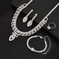 thumbnail image 4 of Bridal Wedding Jewelry Set Silver Rhinestone Necklace Earrings Bracelet Sets Prom Formal Costume Jewelry for Women and Brides, 4 of 13
